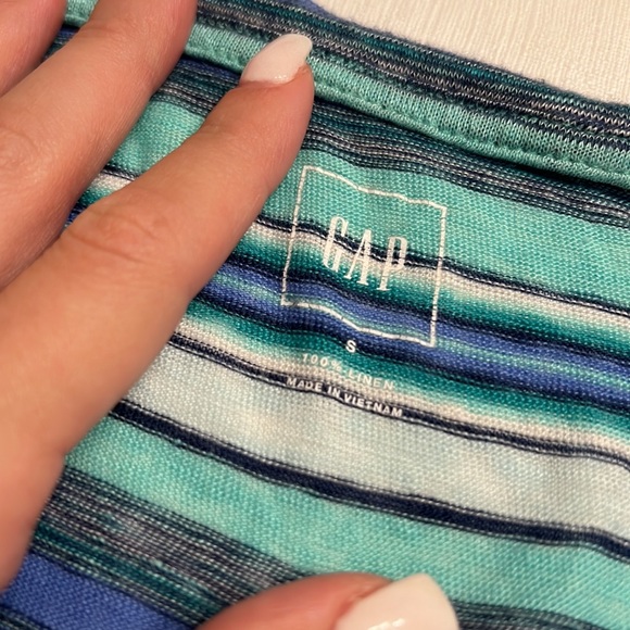 Gap Green & Blue Linen TShirt - Picture 4 of 5